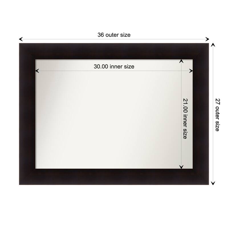 Portico Espresso Framed Non-Beveled Custom Wall Mirror, Bathroom Vanity Mirror - Outer Size: 35.75 x 26.75