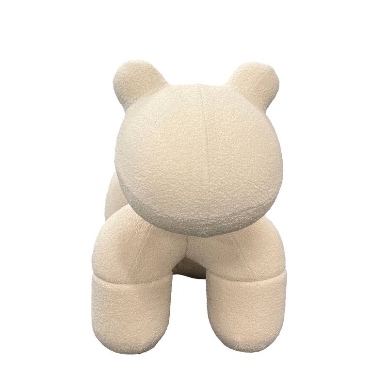 Seira 42 Inch Pony Chair, Stuffed Animal Kids Chair, Cream, Solid Wood