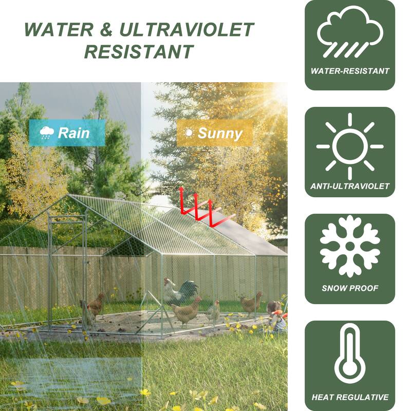 Large 10 x 20 x 6.56 ft Chicken Coop with Run, Waterproof Outdoor Cage