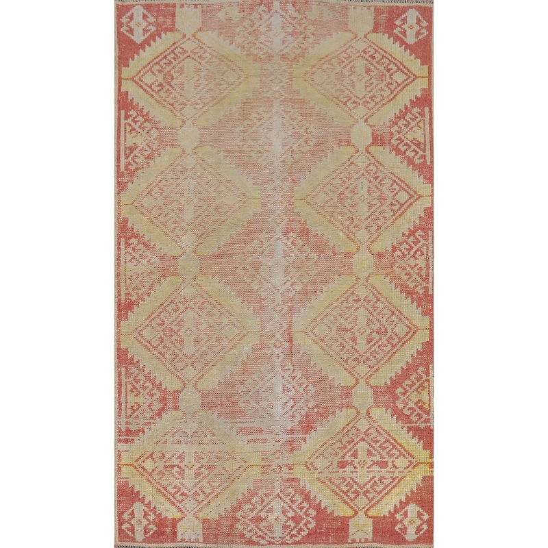 All-Over Geometric Bakhtiari Persian Rug Hand-Knotted Wool Carpet - 3'10" x 7'0"