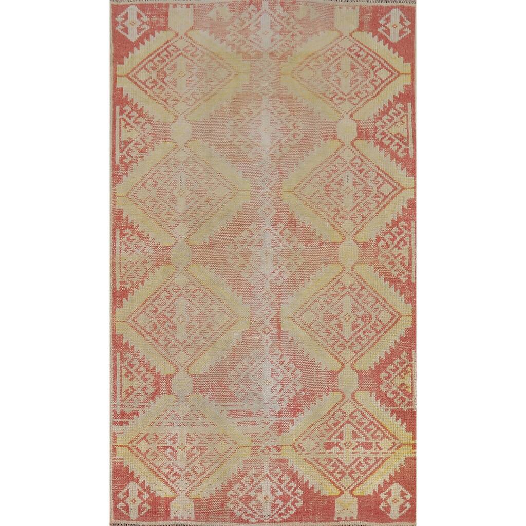 All-Over Geometric Bakhtiari Persian Rug Hand-Knotted Wool Carpet - 3'10" x 7'0"