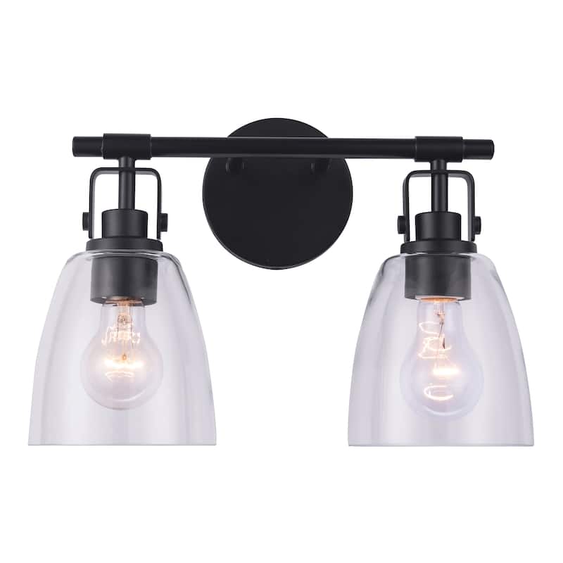 Modern Brilliance Farmhouse 2-Light Black Vanity Light - 14.6"L x 7"W x 10.6"H