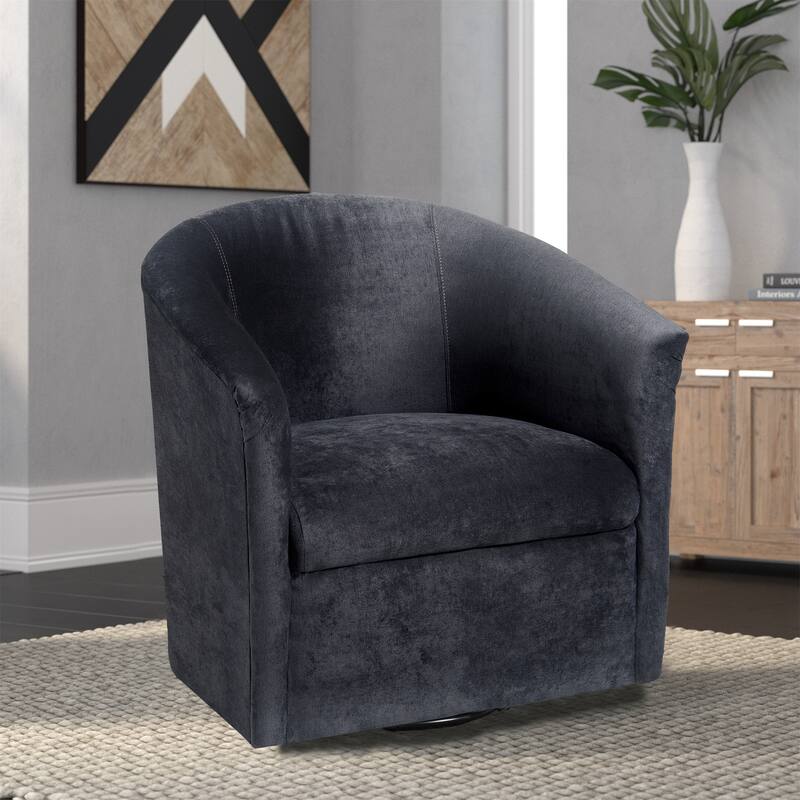 Microfiber Upholstered Swivel Chair W/ Hardwood Frame & Swivel Base