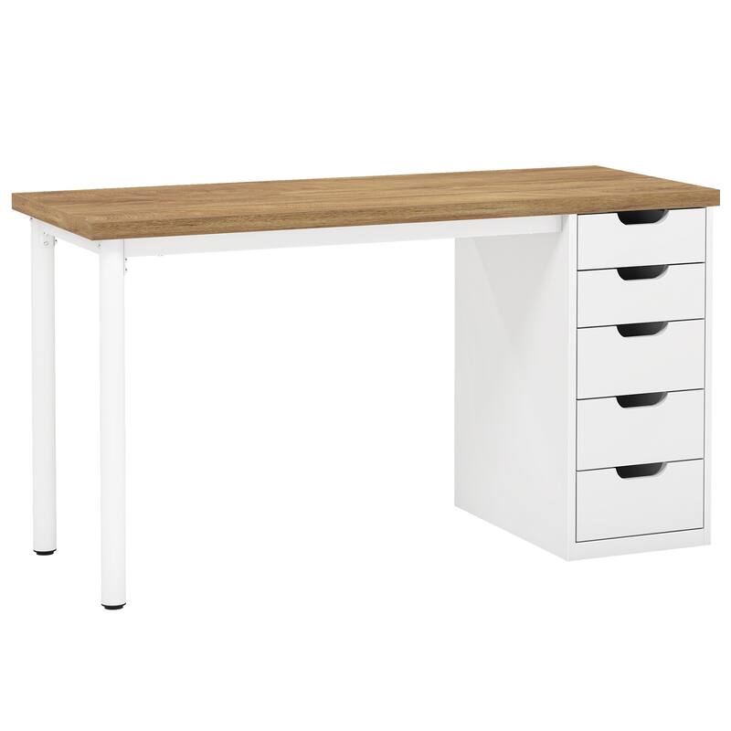 Modern Vanity Desk with 5 Reversible Drawers, Multiple Storage Makeup Desk, Christmas Gift for Home Use