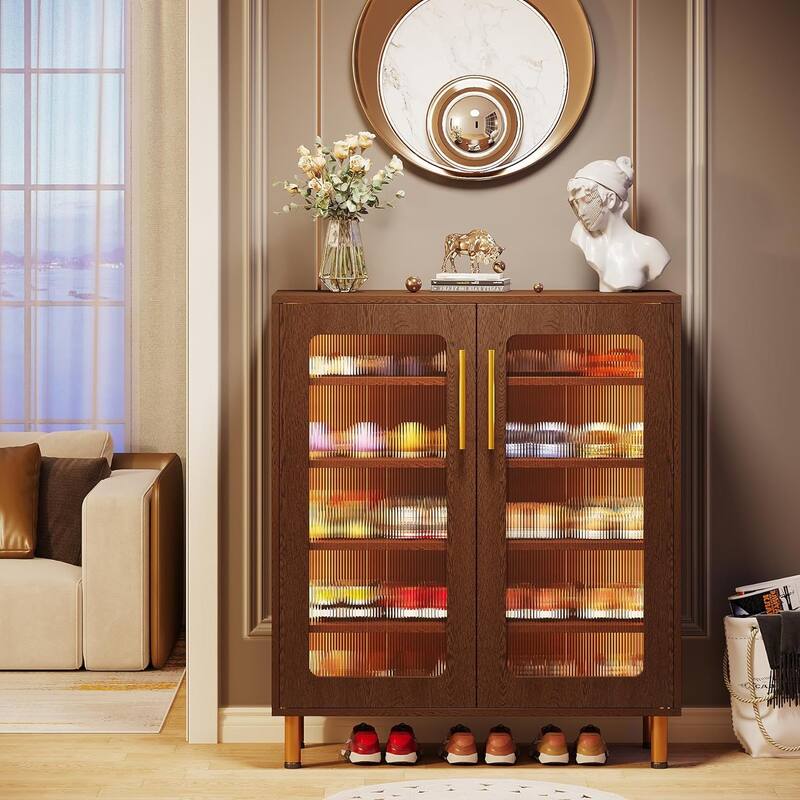 5-Tier Shoe Storage Cabinet with Door and Light