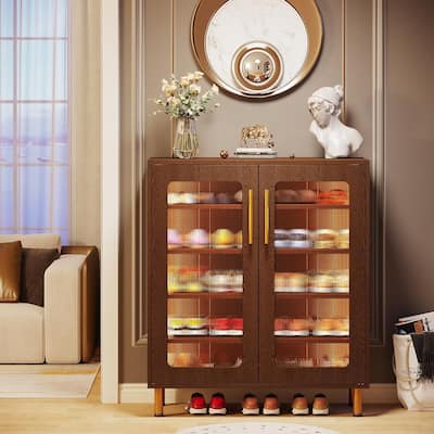 5-Tier Shoe Storage Cabinet with Door and Light