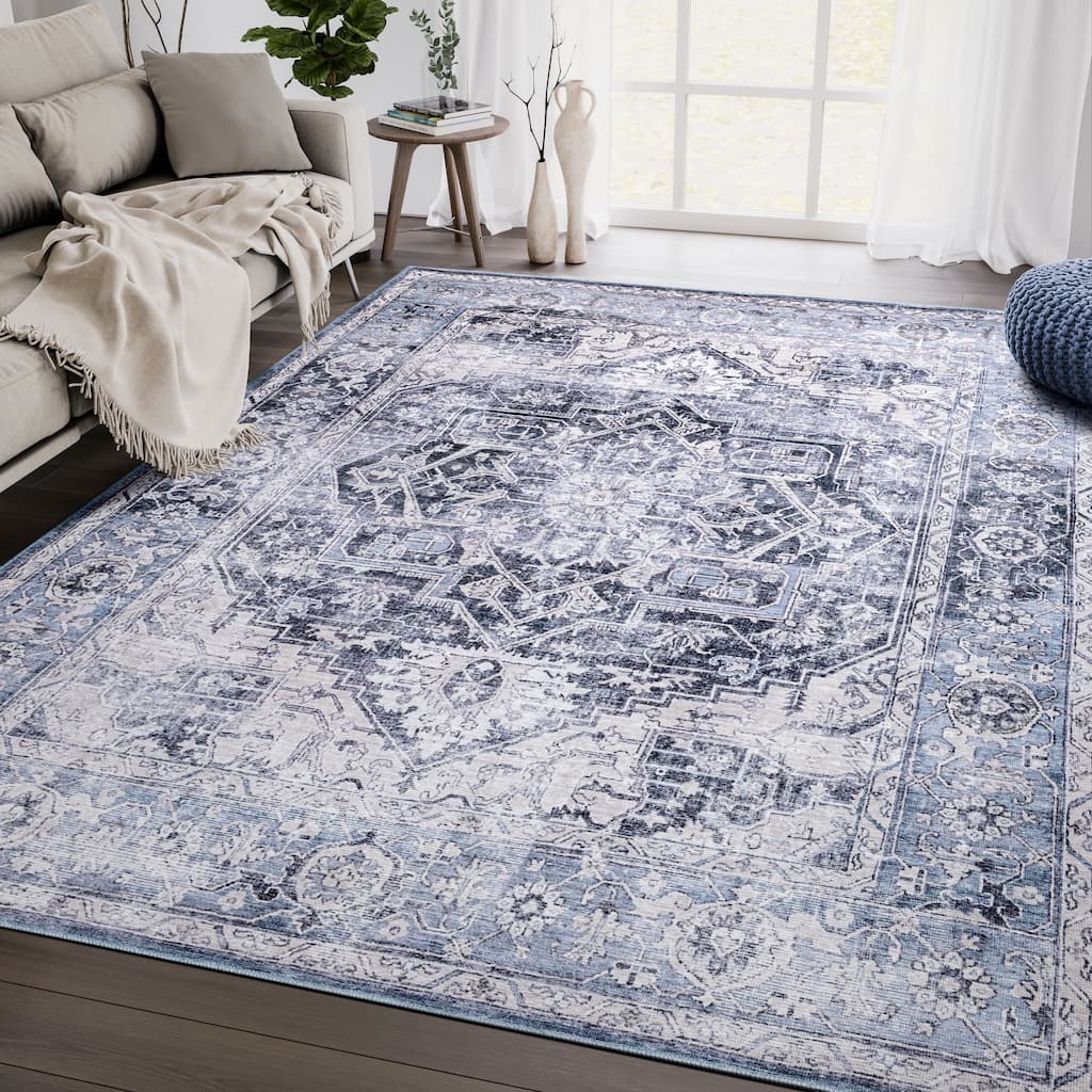 Abani Rugs Lola Vintage Blue Cream Area Rug