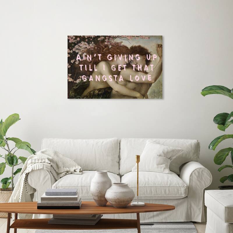 Wynwood Studio Canvas Fashion and Glam Gangsta Love Pink and Light Pink Modern & Contemporary Wall Art Canvas Print - 20 x 30