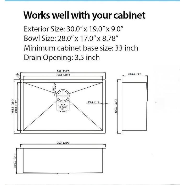 Undermount 16 Gauge Single Bowl Stainless Steel Kitchen Sink in Brushed Nickel