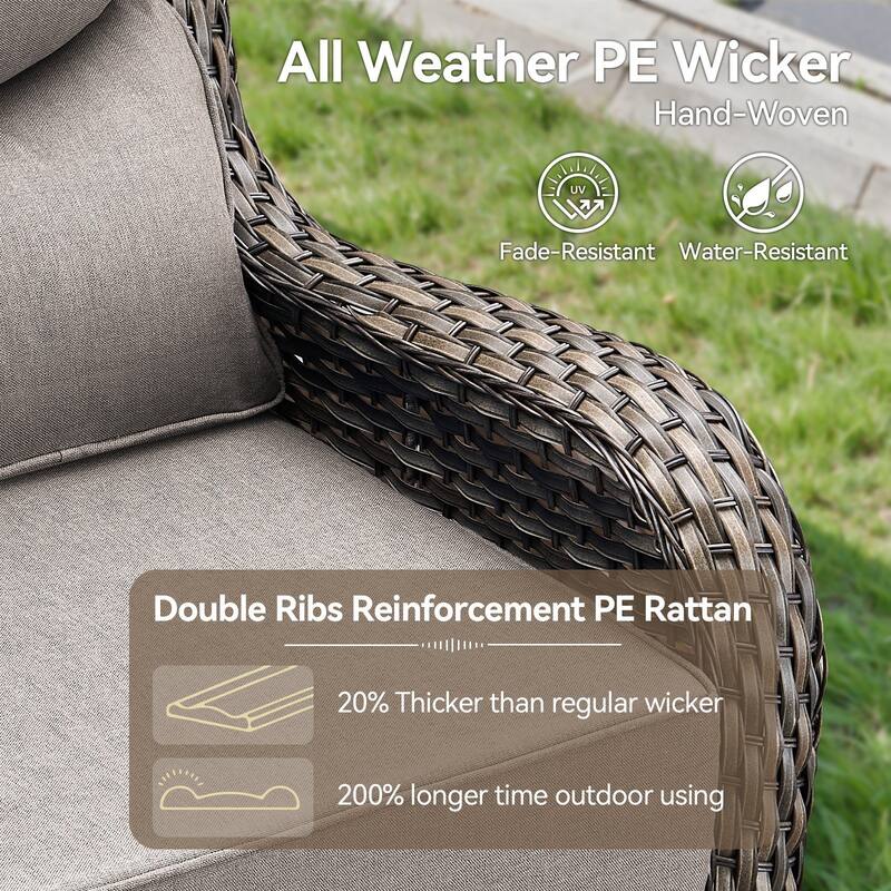 Outdoor Swivel Wicker Patio Chairs Set with Side Table