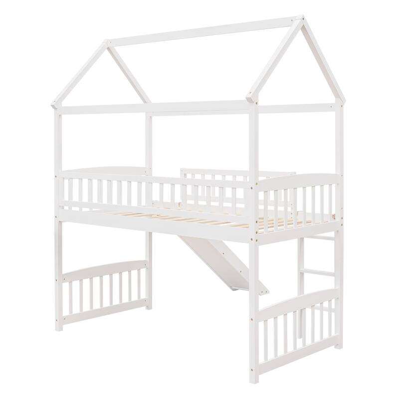 Twin Loft Bed with Slide,House Bed with Slide