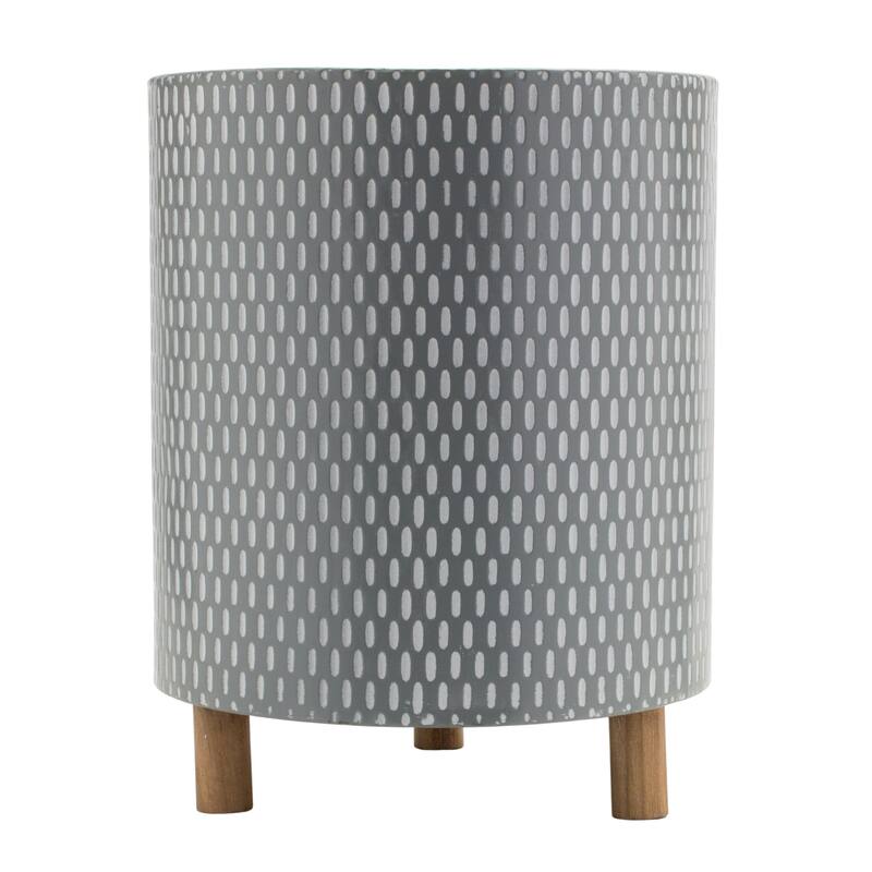 Geometric Planters with Legs - 15" - Blue and White - Set of 3