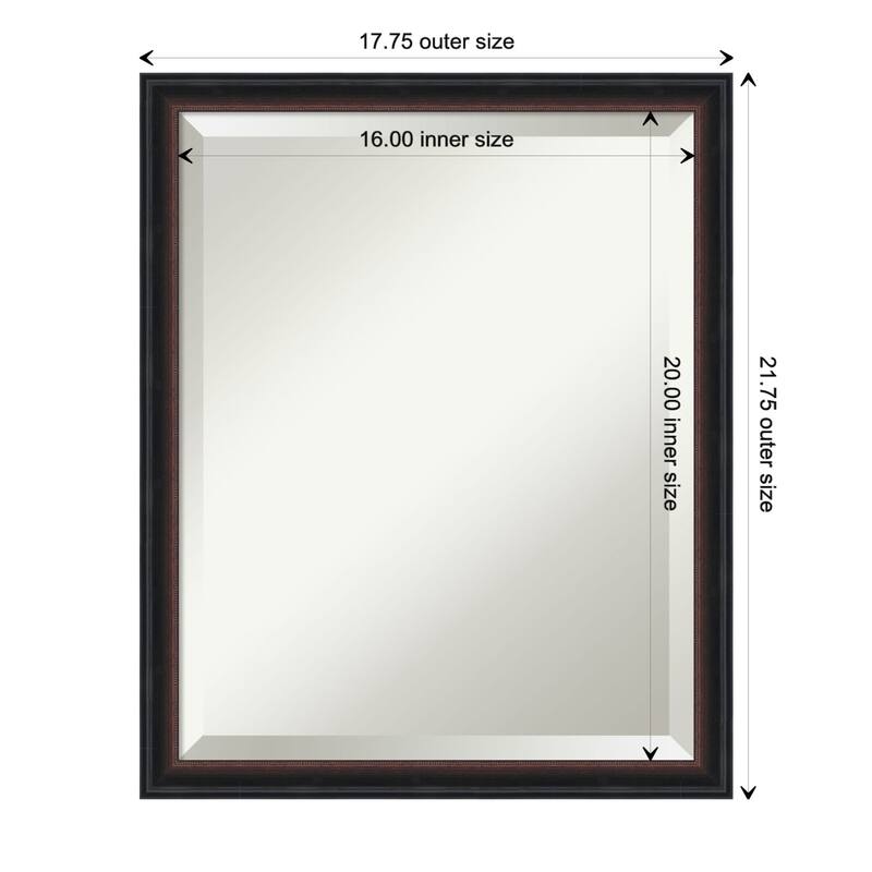 Salon Scoop Beveled Wood Framed Wall Mirror - Salon Scoop Red Black - Glass Size 16x20