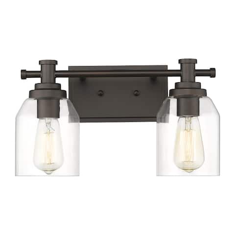 2-Light Bathroom Vanity Light, Farmhouse Bathroom Wall Sconce with Clear Glass Shade