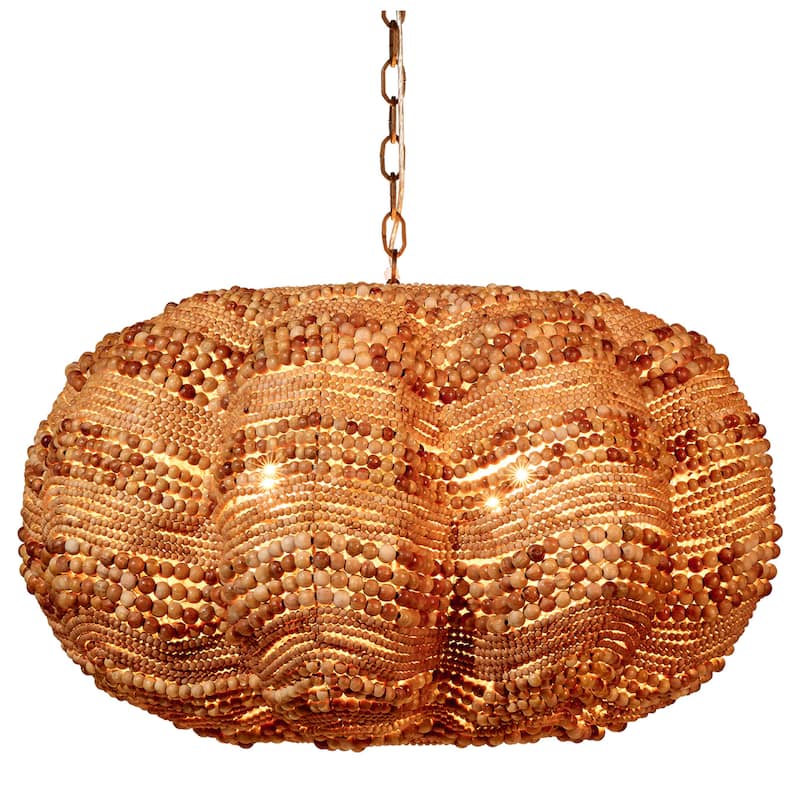 Jamie Young Clamshell Wood Beaded 4-Light Chandelier