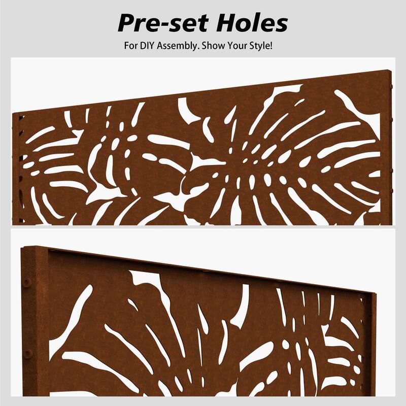 75'' x 47'' Privacy Metal Screen Fence Panel Leaf Blade Pattern