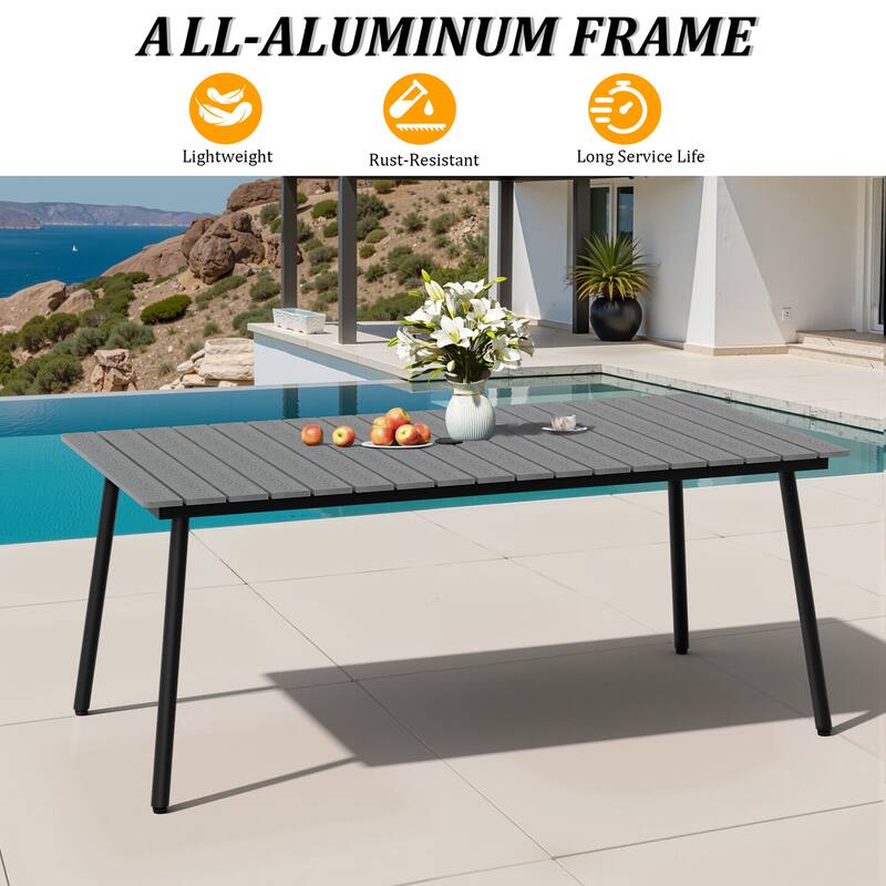 Pellebant Outdoor Aluminum Rectangular Dining Table