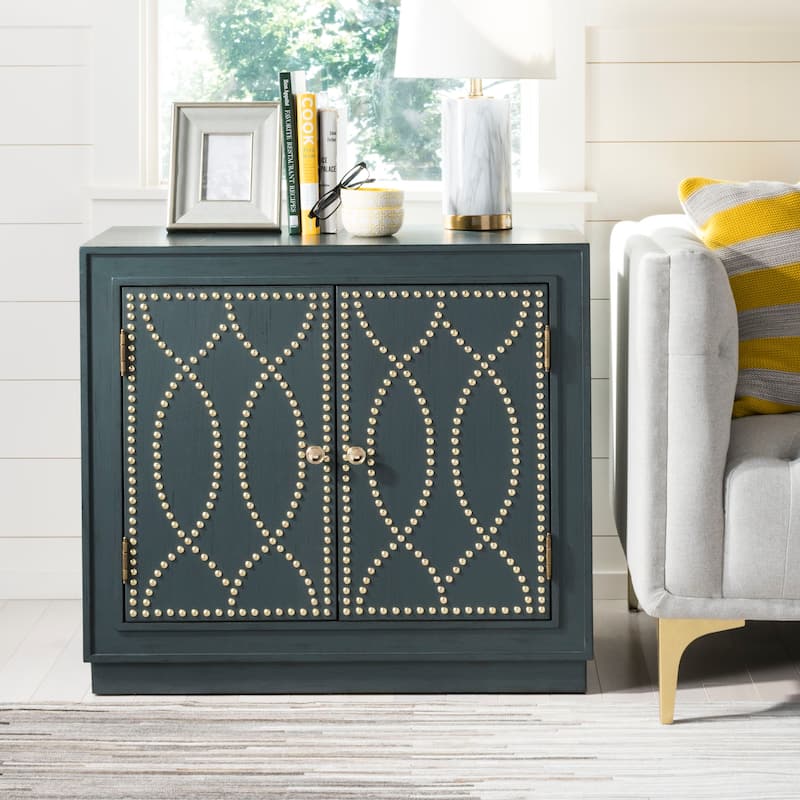 SAFAVIEH Ala 2-Door Storage Chest - 32Wx16Dx29H - Steel Teal