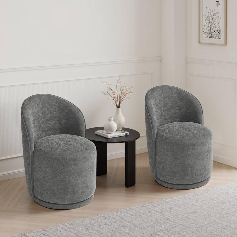 UIXE 2 Set Modern Upholstered Swivel Armless Side Dining Chairs