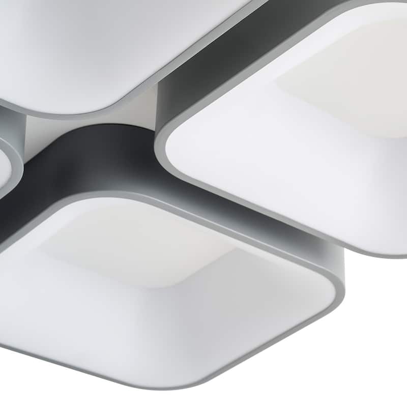 Modern White 4-Light Square LED Flush Mount Ceiling Light