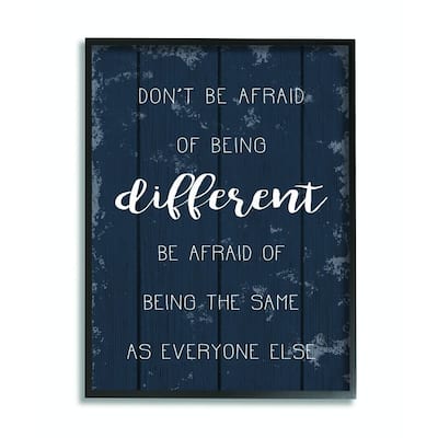 Stupell Don't Be Afraid Blue Wood Texture Inspirational Word Design Framed Wall Art, Design By Artist Daphne Polselli