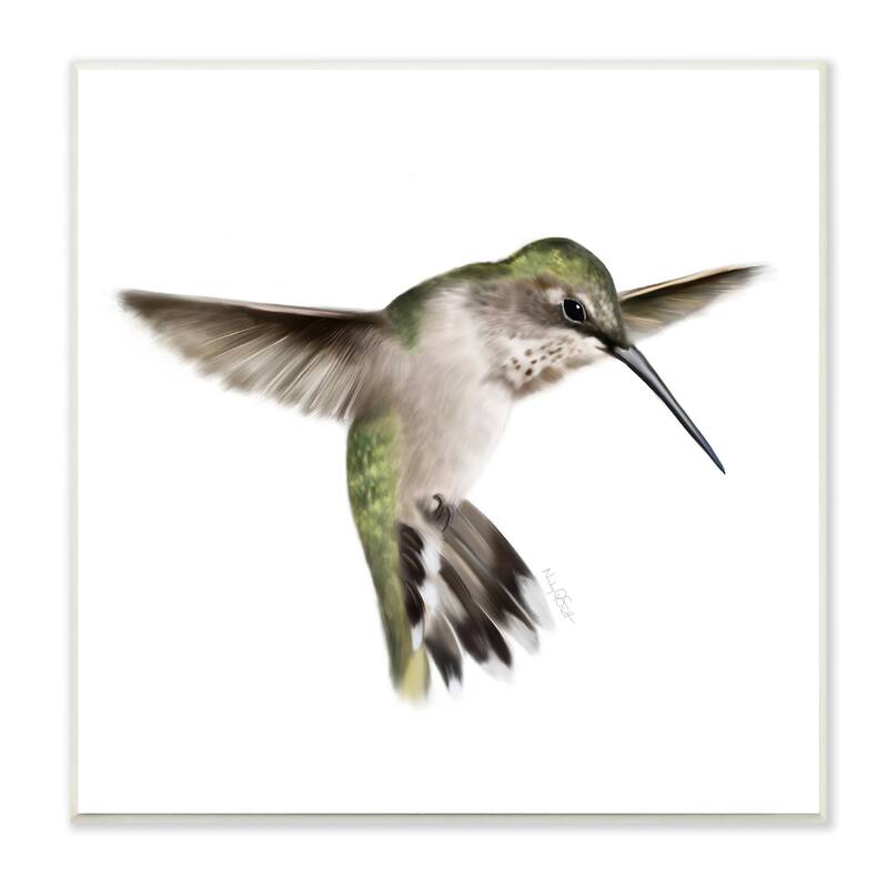 Stupell Industries Green Hummingbird Hovering Wings Flying Bird Beak ...