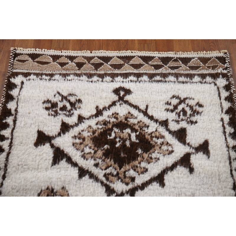 Anatolian Turkish Runner Rug Handmade Tribal Beige Wool Carpet - 3'2"x 12'3"