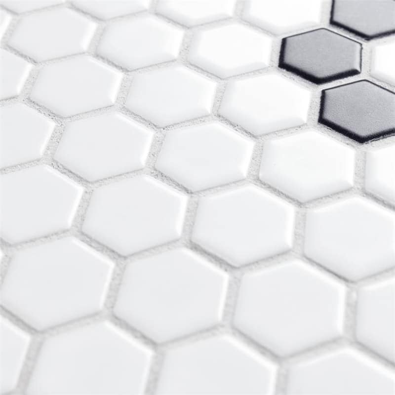 Merola Tile Metro 1" Hex Matte White Single Flower 11-7/8"x10-1/4" Porcelain Mosaic Tile
