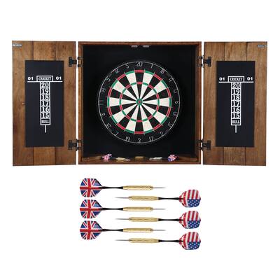 Hathaway Drifter Bristle Dartboard and Cabinet Set- Rustic Oak Finish