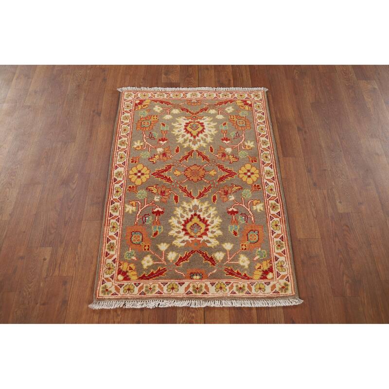 Kazak Oriental Foyer Rug Handmade Traditional Brown Wool Carpet - 2'2" x 3'0"