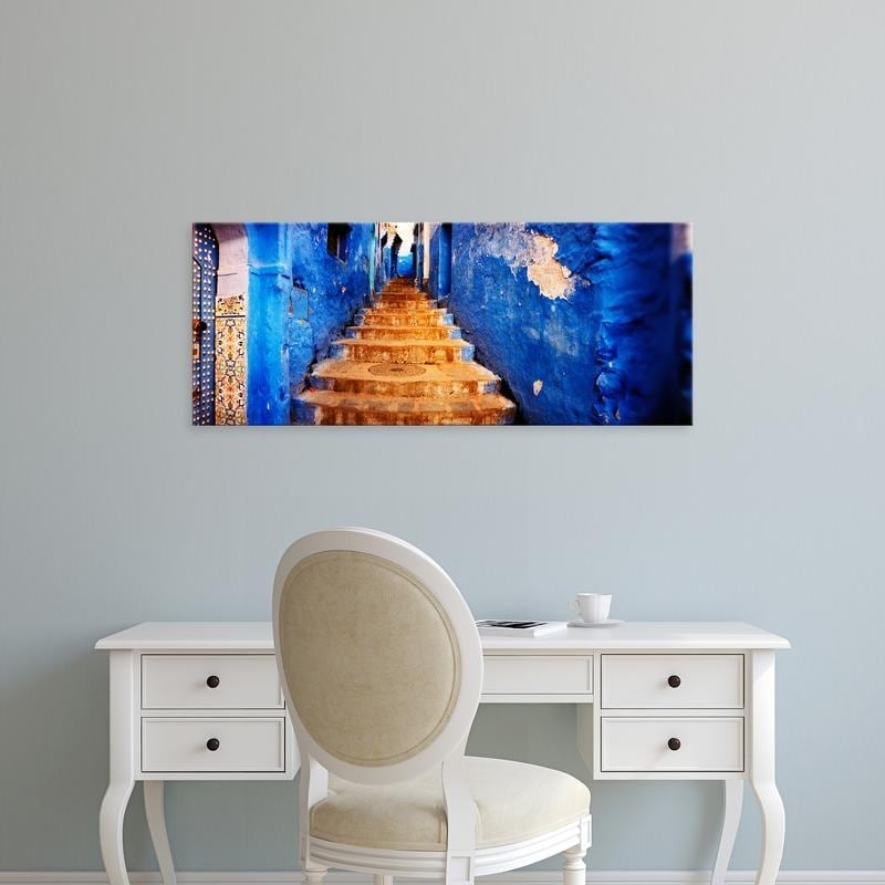 Easy Art Prints Panoramic Images's 'Staircases of the medina are all painted blue, Chefchaouen, Morocco' Canvas Art