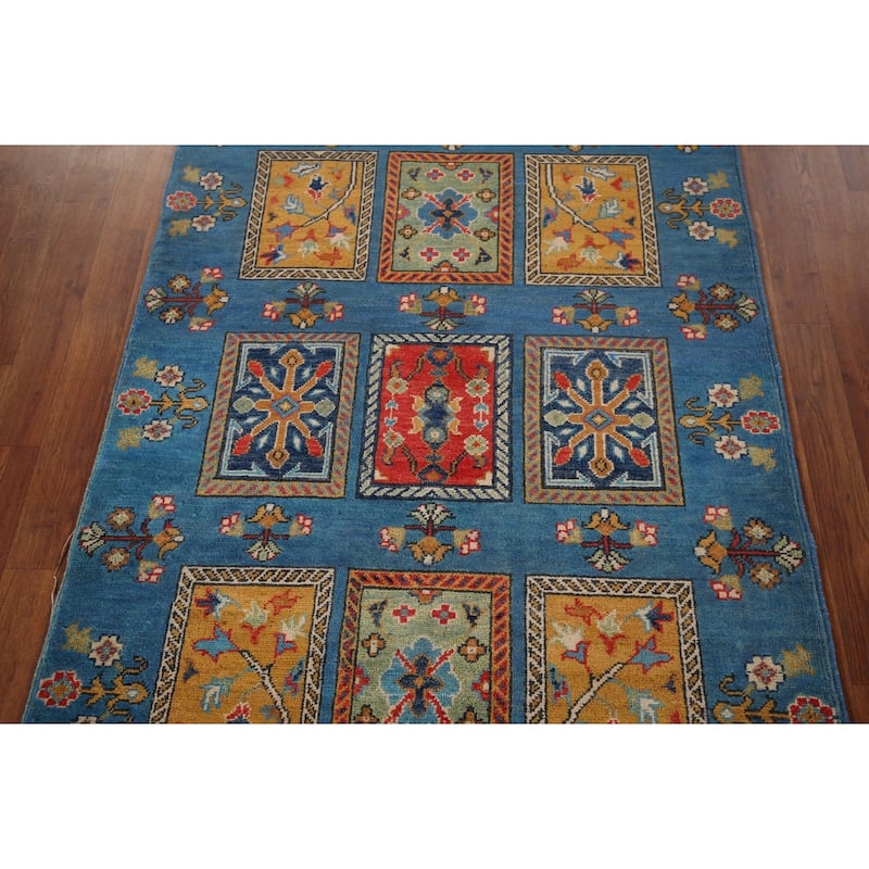 Garden Design Kazak Oriental Accent Rug Hand-Knotted Wool Carpet - 3'8" x 4'11"