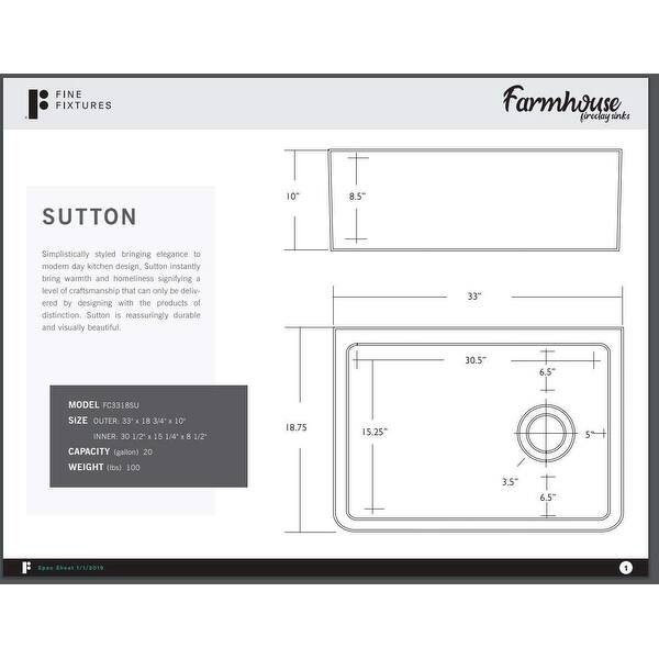dimension image slide 0 of 2, Large White Fireclay Apron Front Farmhouse Kitchen Sink