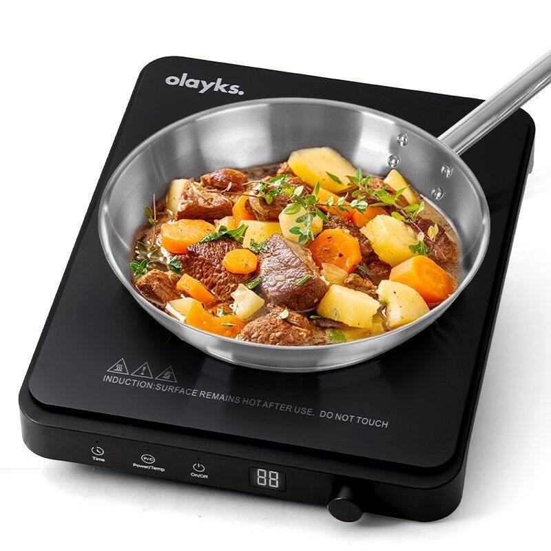 Black Portable Electric Induction Cooktop with Sensor Touch, 9-Level Adjustment, Timer, and LED Display, 1500W