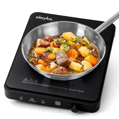 Black Portable Electric Induction Cooktop with Sensor Touch, 9-Level Adjustment, Timer, and LED Display, 1500W