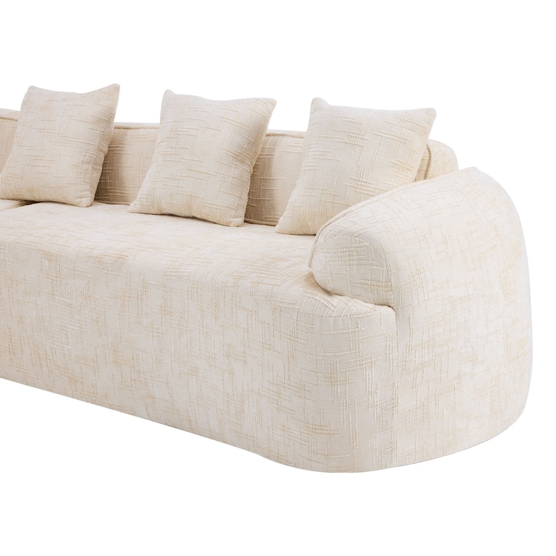L-Shaped Sectional Sofa with Chaise Lounge, Chenille Upholstered 4 Seater Sofa, Compressed Sofa with Throw Pillows