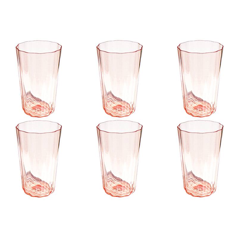 Abode Homewares Simple Scallop Acrylic Drinking Glass - Pink - Set of 6 - 22 oz