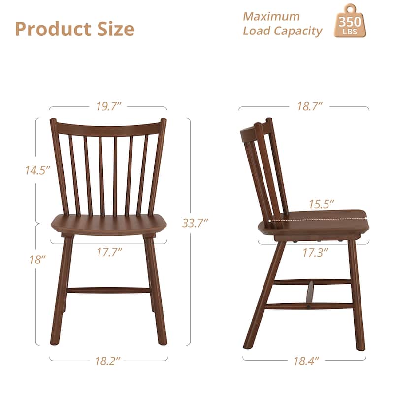 Solid Wood Simple Living Dining Chairs Set of 2 - 18" H