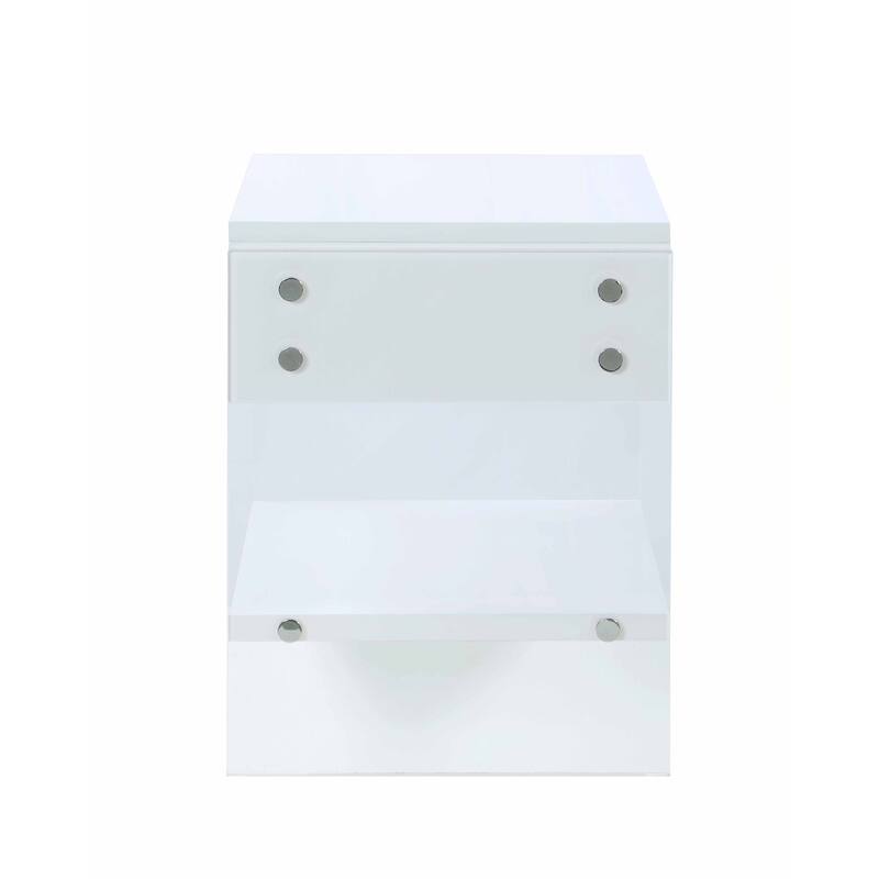 Contemporary Wooden & Solid Acrylic Lamp Table with Drawer