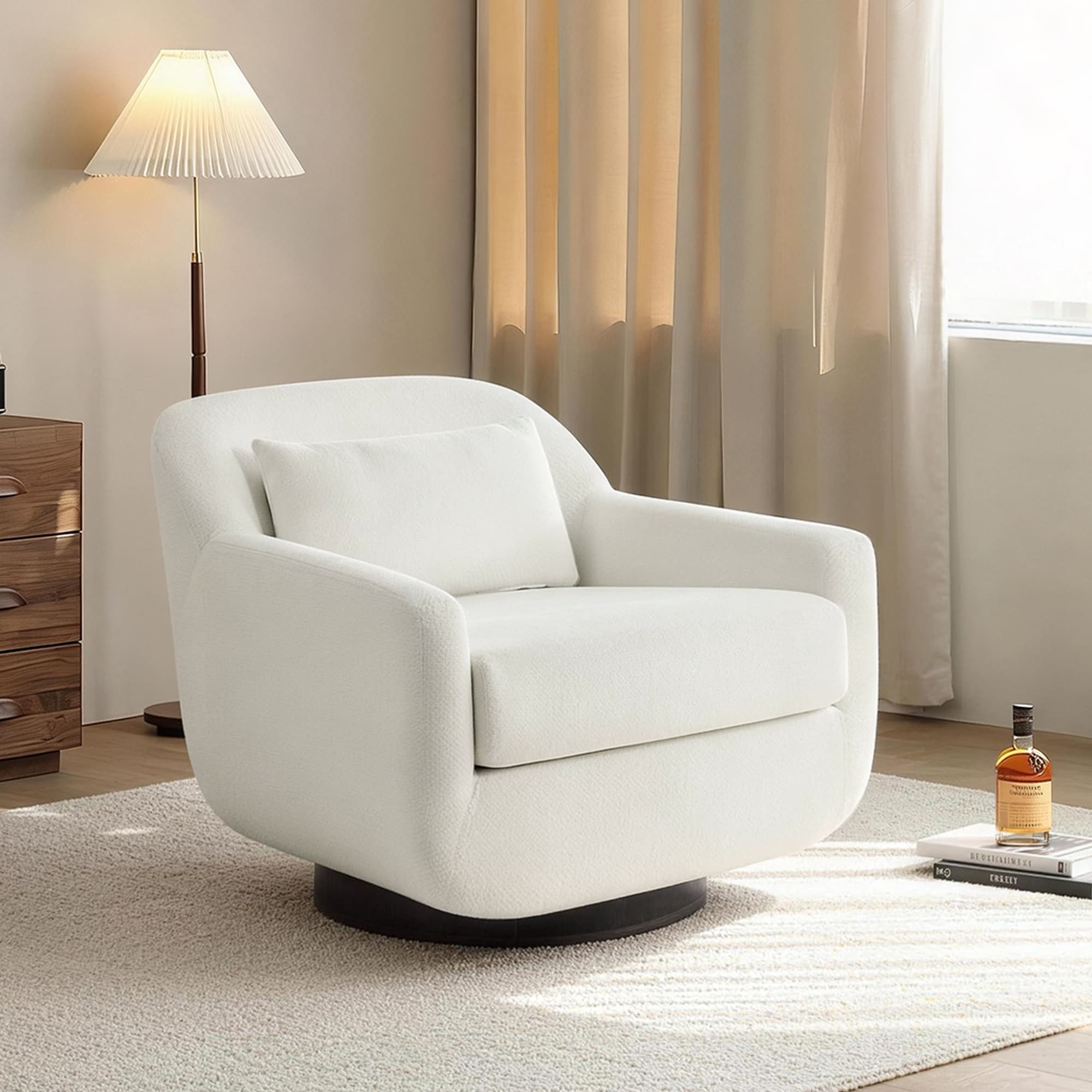 Modern Chenille Swivel Accent Chairs With Pillow