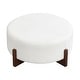 preview thumbnail 2 of 5, Christopher Knight Home - 34" Round Tufted Upholstered Cocktail Ottoman, Leather Coffee Table with Solid Wood Legs