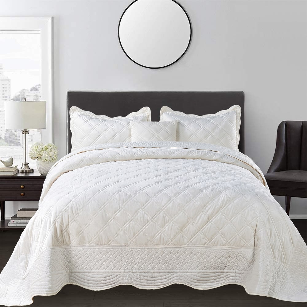 Serenta Supersoft Microplush Quilted 4 Pieces Bedspread Coverlet Set