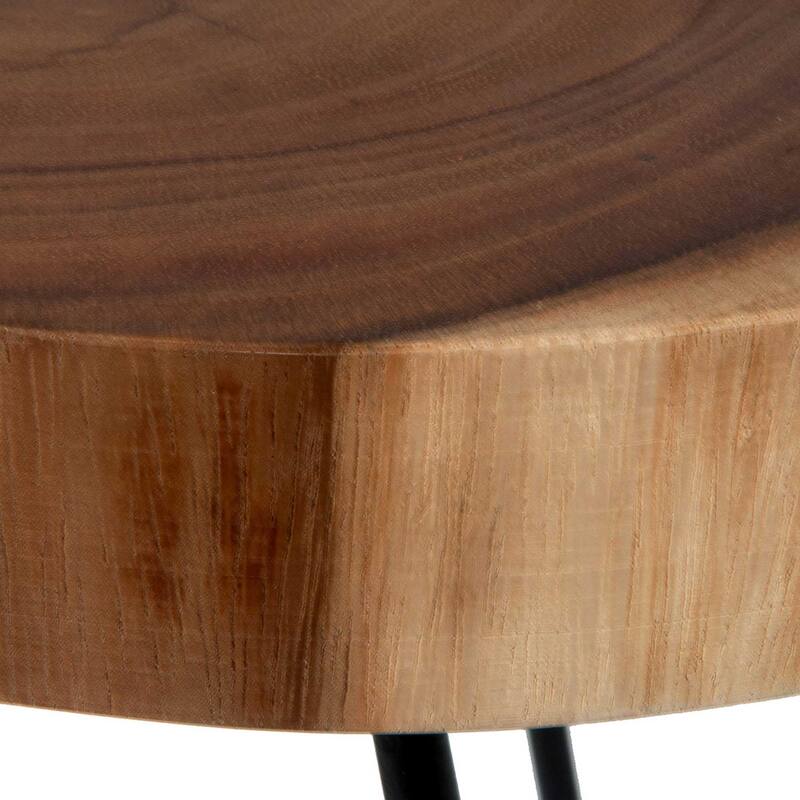Cross-Cut Wood Slab Side Table With Iron Legs by East at Main