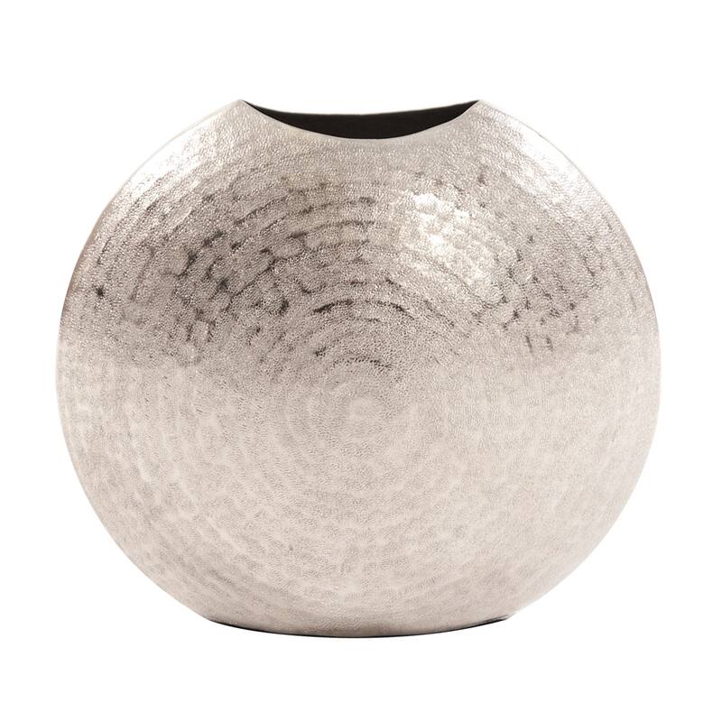 Allan Andrews Frosted Silver Metal Vase - Small - 10.25"H x 10.75"W