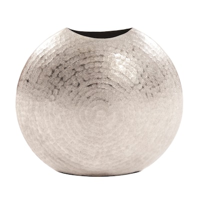 Allan Andrews Frosted Silver Metal Vase - Small - 10.25"H x 10.75"W