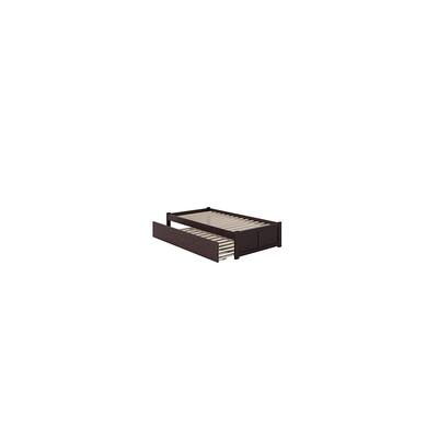 Twin XL Platform Bed with Trundle & Footboard - Espresso Finish