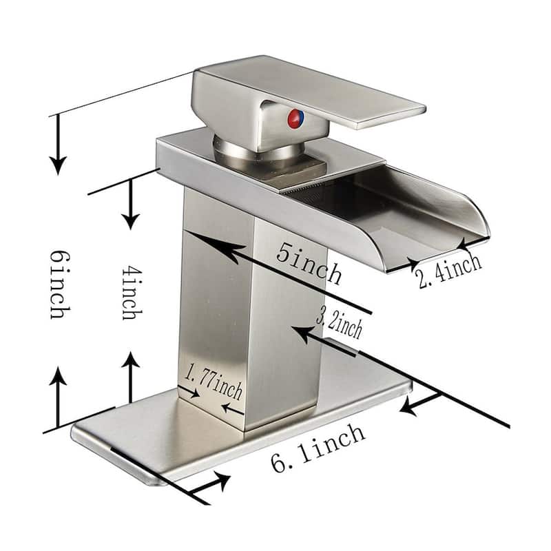 Single Hole Brushed Nickel Single Hole Bathroom Sink Faucet with Deck Plate - 6.1*6