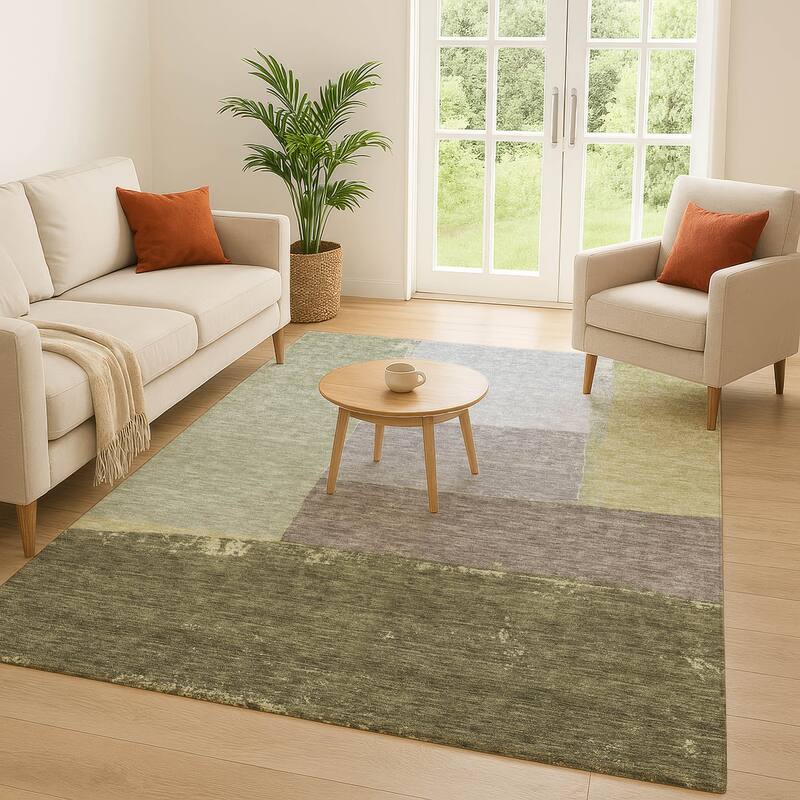 Machine Washable Indoor/ Outdoor Abstract Kraig Chantille Rug