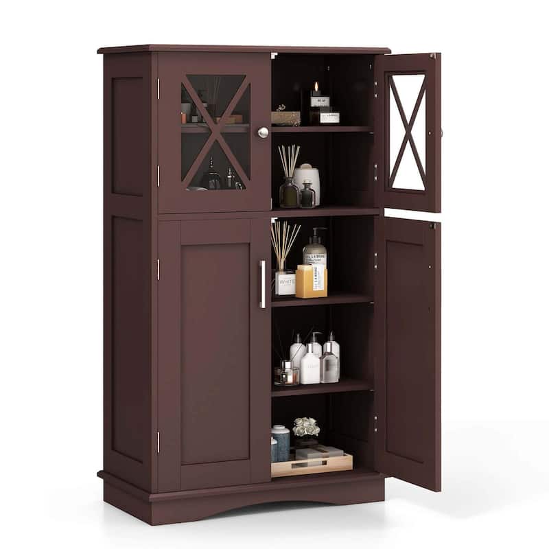 Bathroom Storage Cabinet with Doors and Adjustable Shelves