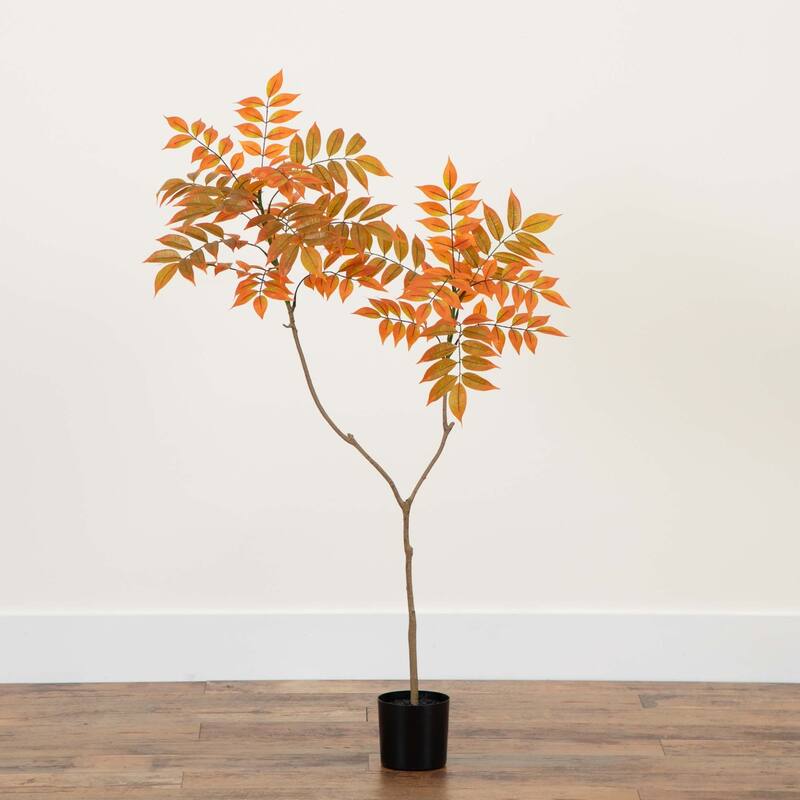 Potted Artificial Sumac Tree - 4' - Orange